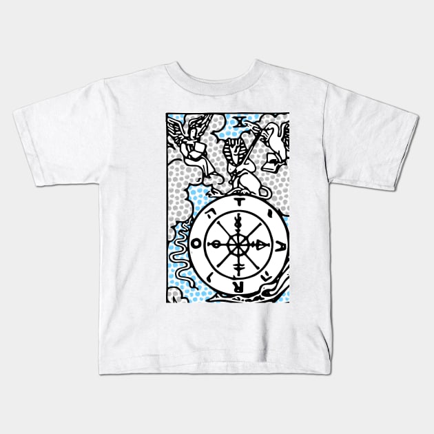 Modern Tarot Design - 10 Wheel of Fortune Kids T-Shirt by annaleebeer